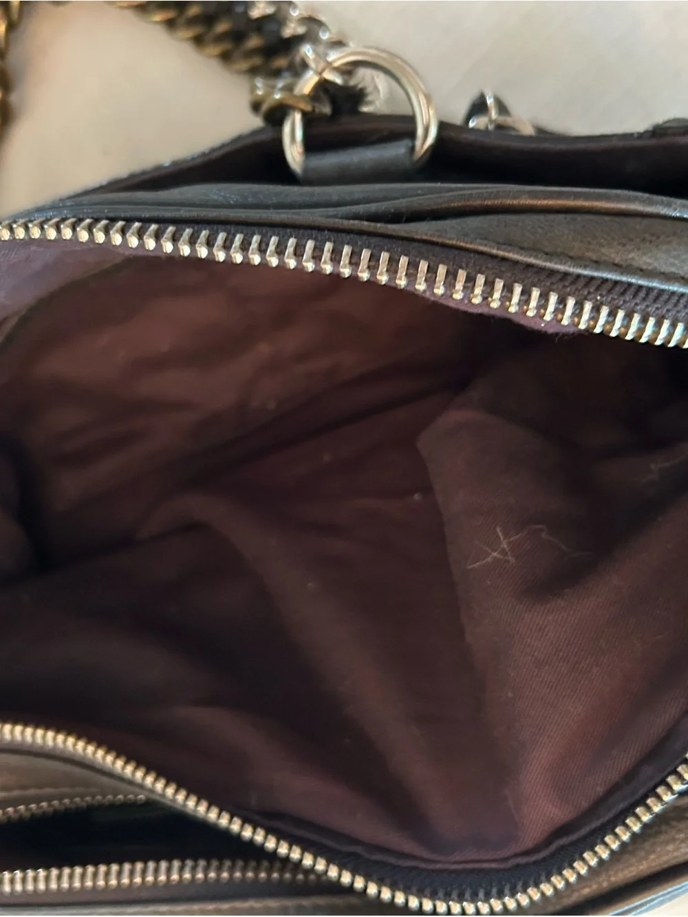 Pour La Victoire Black Leather Satchel with Chain Handles